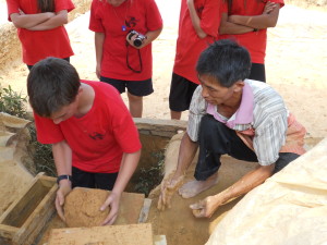 The patient and kind brickmaker taught every student how to make a brick.